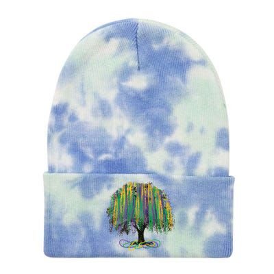 Mardi Gras Tree Tie Dye 12in Knit Beanie