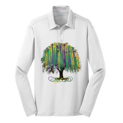 Mardi Gras Tree Silk Touch Performance Long Sleeve Polo