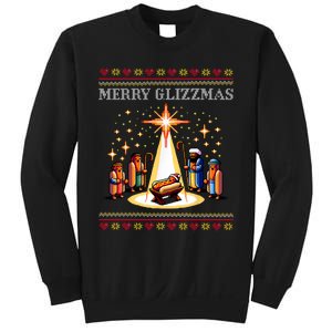 Merry Glizzmas Tacky Funny Merry Christmas Hot Dogs Xmas Long Sleeve Sweatshirt