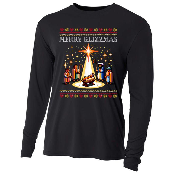 Merry Glizzmas Tacky Funny Merry Christmas Hot Dogs Xmas Long Sleeve Cooling Performance Long Sleeve Crew