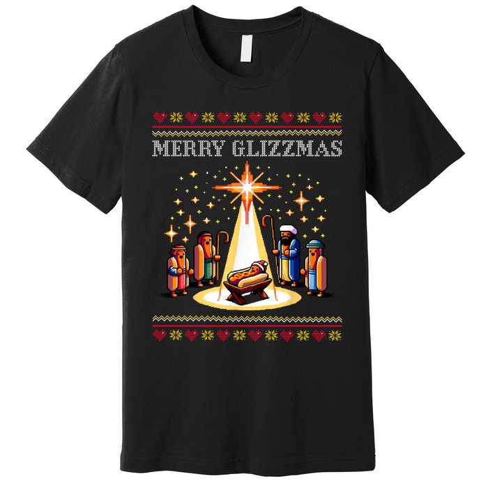 Merry Glizzmas Tacky Funny Merry Christmas Hot Dogs Xmas Long Sleeve Premium T-Shirt