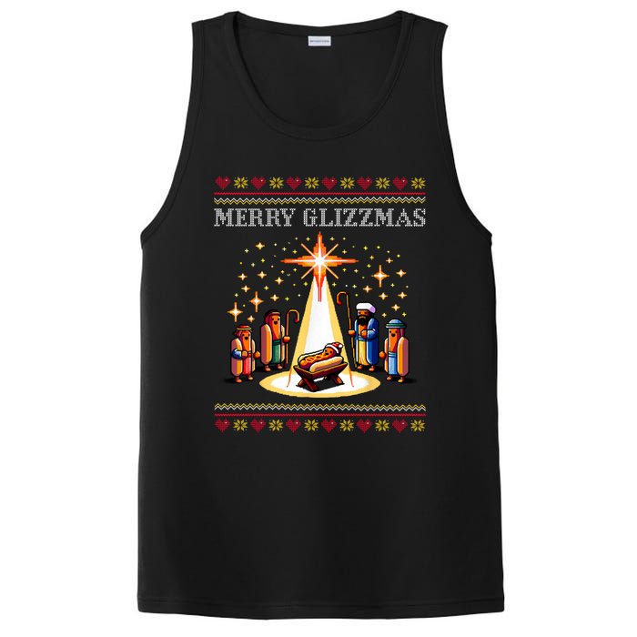 Merry Glizzmas Tacky Funny Merry Christmas Hot Dogs Xmas Long Sleeve PosiCharge Competitor Tank