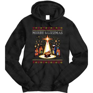 Merry Glizzmas Tacky Funny Merry Christmas Hot Dogs Xmas Long Sleeve Tie Dye Hoodie