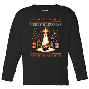 Merry Glizzmas Tacky Funny Merry Christmas Hot Dogs Xmas Long Sleeve Toddler Long Sleeve Shirt