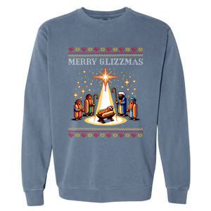 Merry Glizzmas Tacky Funny Merry Christmas Hot Dogs Xmas Long Sleeve Garment-Dyed Sweatshirt