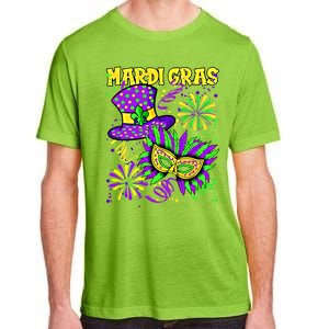 Mardi Gras Top Hat And Mask Fireworks New Orleans Carnival Gift Adult ChromaSoft Performance T-Shirt