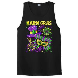 Mardi Gras Top Hat And Mask Fireworks New Orleans Carnival Gift PosiCharge Competitor Tank