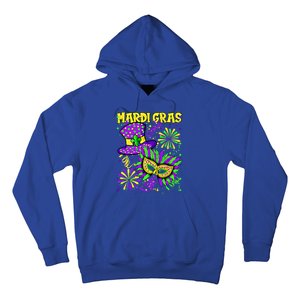 Mardi Gras Top Hat And Mask Fireworks New Orleans Carnival Gift Hoodie