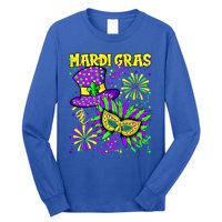 Mardi Gras Top Hat And Mask Fireworks New Orleans Carnival Gift Long Sleeve Shirt