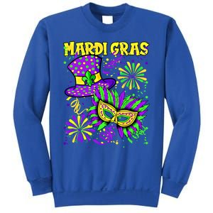 Mardi Gras Top Hat And Mask Fireworks New Orleans Carnival Gift Sweatshirt