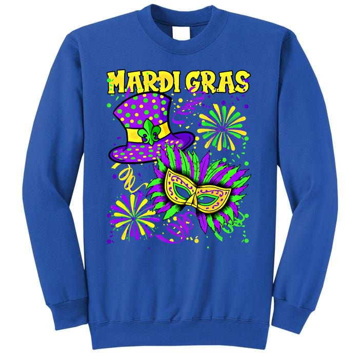 Mardi Gras Top Hat And Mask Fireworks New Orleans Carnival Gift Sweatshirt