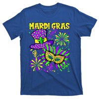 Mardi Gras Top Hat And Mask Fireworks New Orleans Carnival Gift T-Shirt