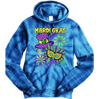 Mardi Gras Top Hat And Mask Fireworks New Orleans Carnival Gift Tie Dye Hoodie