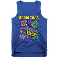 Mardi Gras Top Hat And Mask Fireworks New Orleans Carnival Gift Tank Top