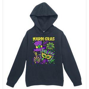 Mardi Gras Top Hat And Mask Fireworks New Orleans Carnival Gift Urban Pullover Hoodie