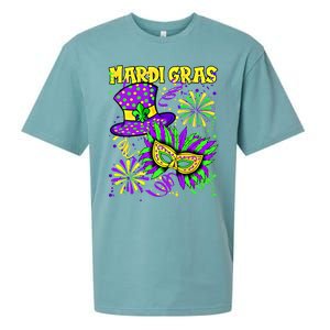 Mardi Gras Top Hat And Mask Fireworks New Orleans Carnival Gift Sueded Cloud Jersey T-Shirt