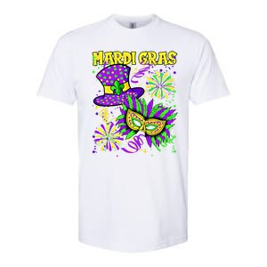 Mardi Gras Top Hat And Mask Fireworks New Orleans Carnival Gift Softstyle CVC T-Shirt