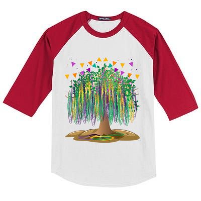 Mardi Gras Tree Beads New Orleans Funny Carnival Party Gift Kids Colorblock Raglan Jersey