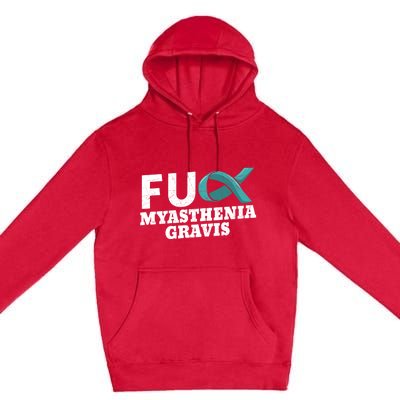 Myasthenia Gravis Teal Awareness Ribbon Autoimmune Disorder Cute Gift Premium Pullover Hoodie