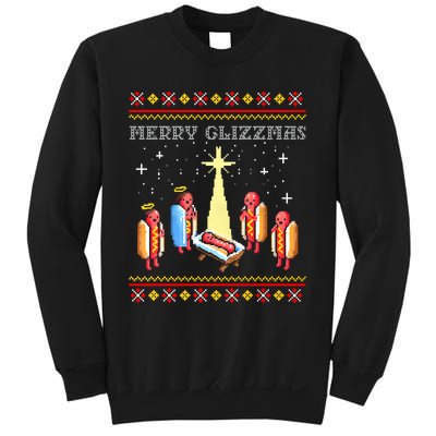 Merry Glizzmas Tacky Funny Merry Christmas Hot Dogs Sweatshirt