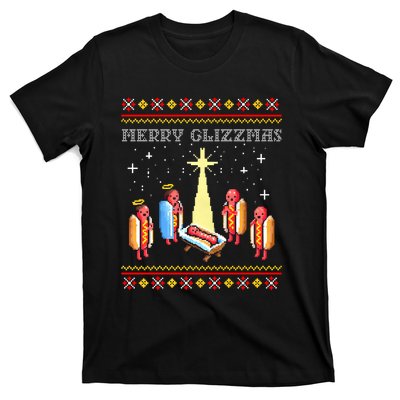 Merry Glizzmas Tacky Funny Merry Christmas Hot Dogs T-Shirt