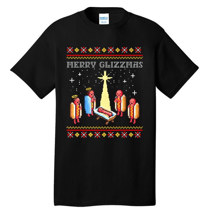 Merry Glizzmas Tacky Funny Merry Christmas Hot Dogs Tall T-Shirt