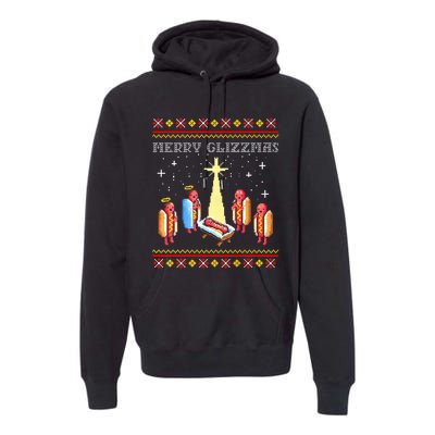 Merry Glizzmas Tacky Funny Merry Christmas Hot Dogs Premium Hoodie