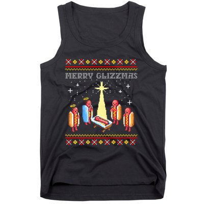 Merry Glizzmas Tacky Funny Merry Christmas Hot Dogs Tank Top