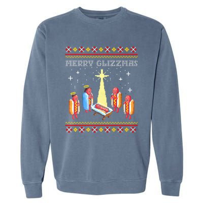 Merry Glizzmas Tacky Funny Merry Christmas Hot Dogs Garment-Dyed Sweatshirt