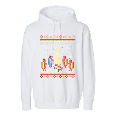 Merry Glizzmas Tacky Funny Merry Christmas Hot Dogs Garment-Dyed Fleece Hoodie