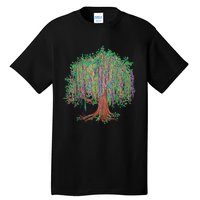 Mardi Gras Tree Beads New Orleans 2025 Watercolor Festival Tall T-Shirt