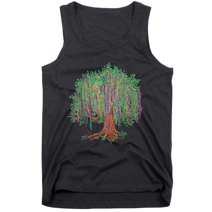 Mardi Gras Tree Beads New Orleans 2025 Watercolor Festival Tank Top