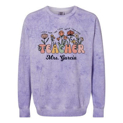 Mrs Garcia Teacher Wildflower Back To School Gift Colorblast Crewneck Sweatshirt