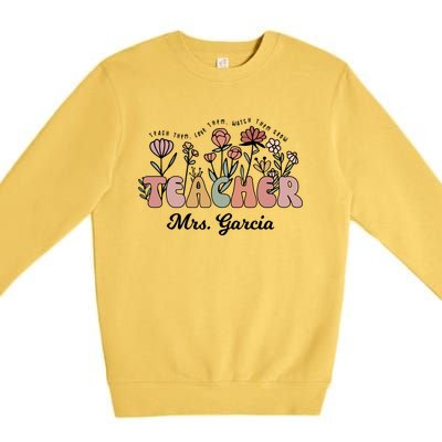 Mrs Garcia Teacher Wildflower Back To School Gift Premium Crewneck Sweatshirt