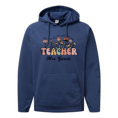 Mrs Garcia Teacher Wildflower Back To School Gift Performance Fleece Hoodie