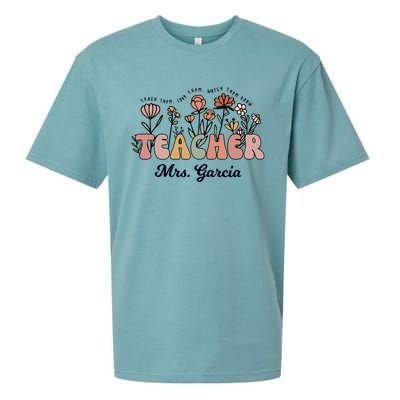 Mrs Garcia Teacher Wildflower Back To School Gift Sueded Cloud Jersey T-Shirt