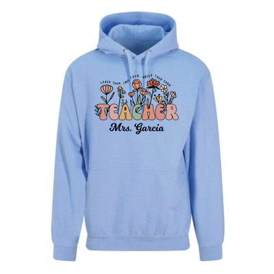 Mrs Garcia Teacher Wildflower Back To School Gift Unisex Surf Hoodie