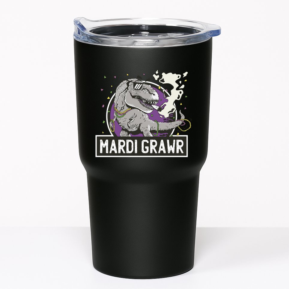 Mardi Grawr T Rex Tumbler