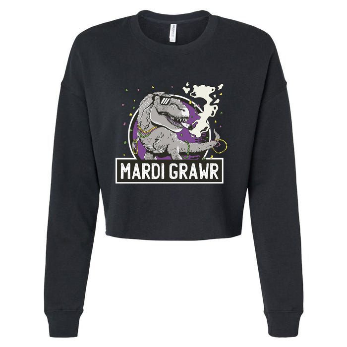 Mardi Grawr T Rex Cropped Pullover Crew