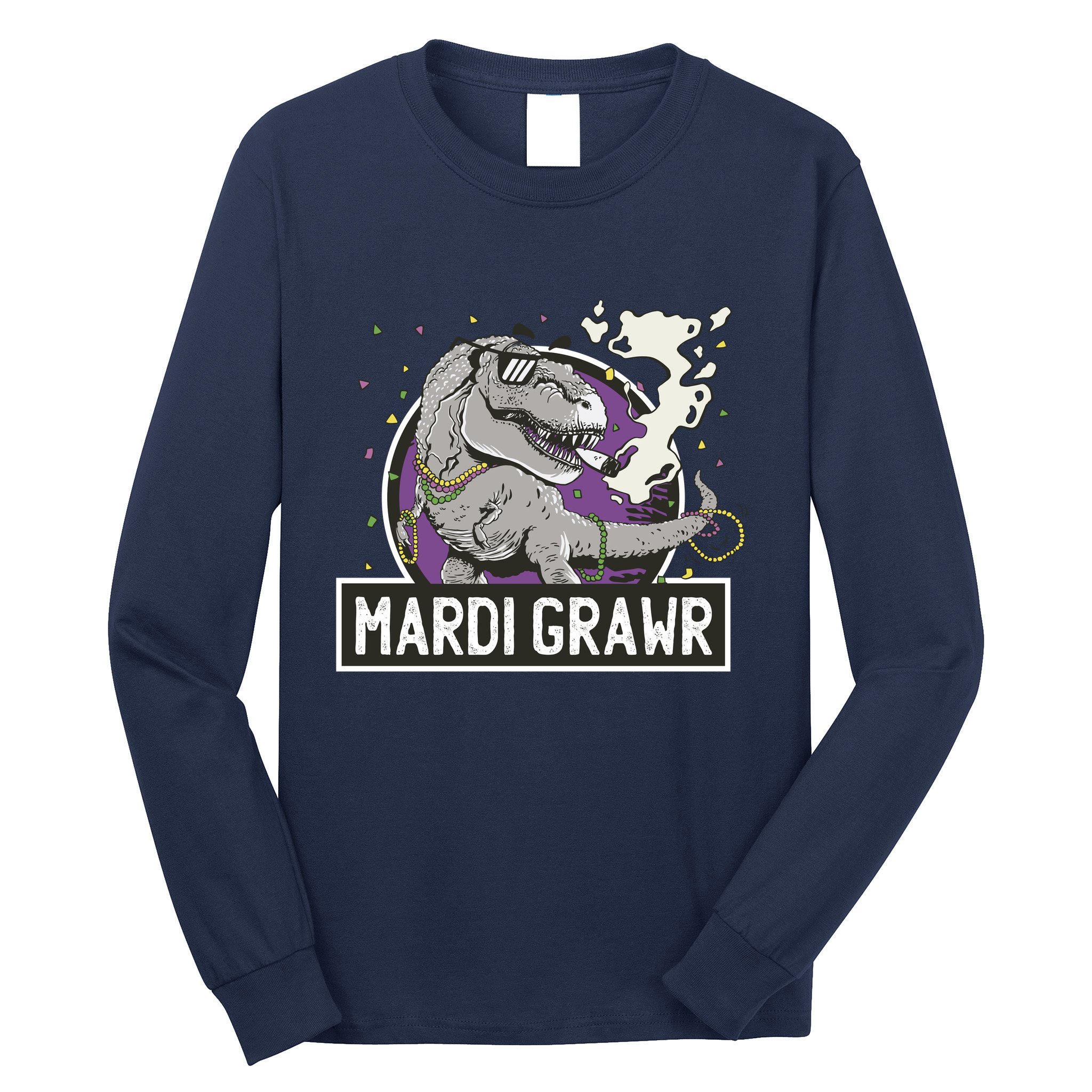 Mardi Grawr T Rex Long Sleeve Shirt