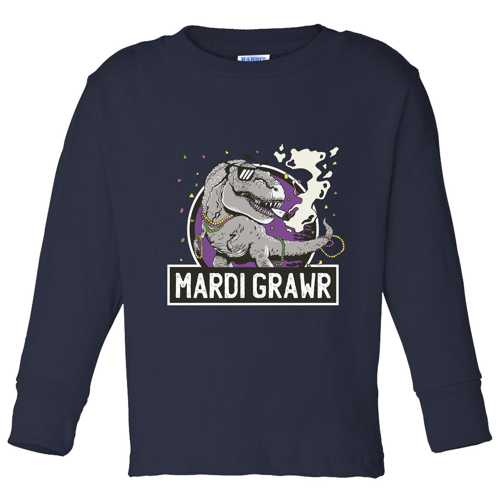 Mardi Grawr T Rex Toddler Long Sleeve Shirt