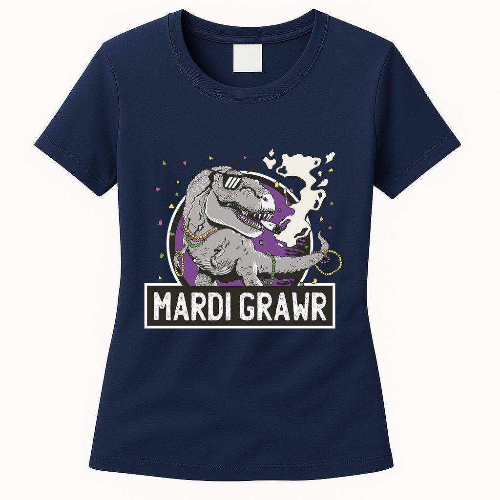 Mardi Grawr T Rex Womens T-Shirt
