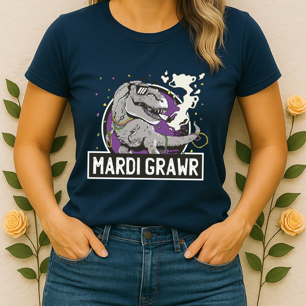 Mardi Grawr T Rex Womens T-Shirt