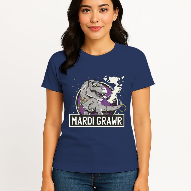 Mardi Grawr T Rex Womens T-Shirt