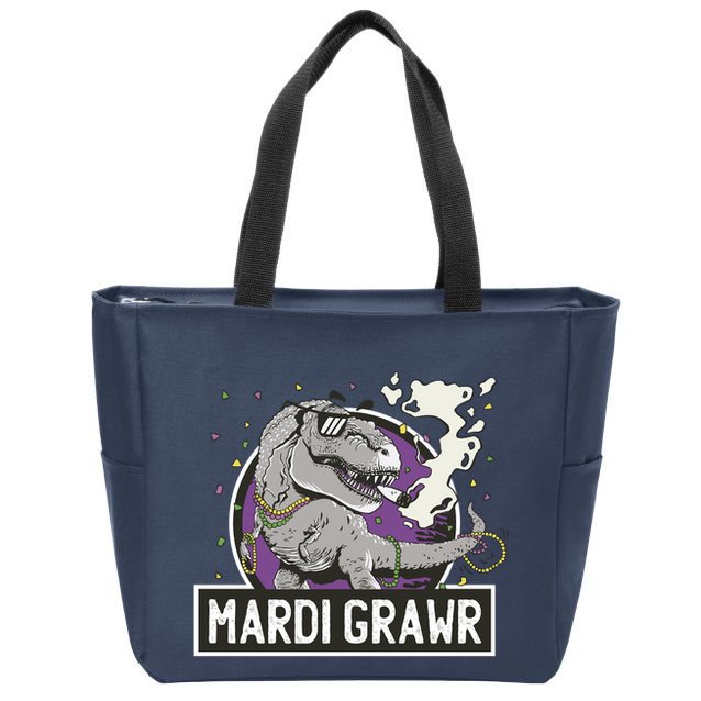 Mardi Grawr T Rex Zip Tote Bag