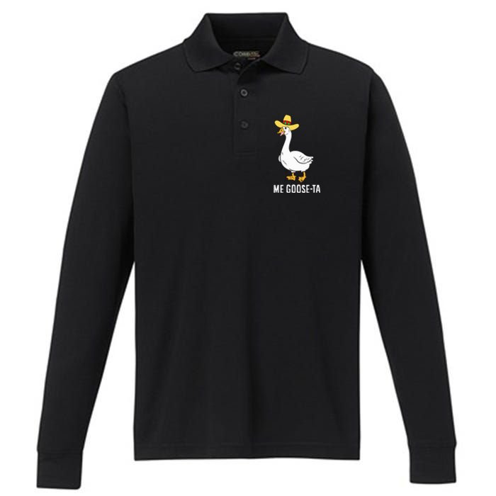 Me Goose Ta Mexican Funny Spanish Goose Pun Performance Long Sleeve Polo