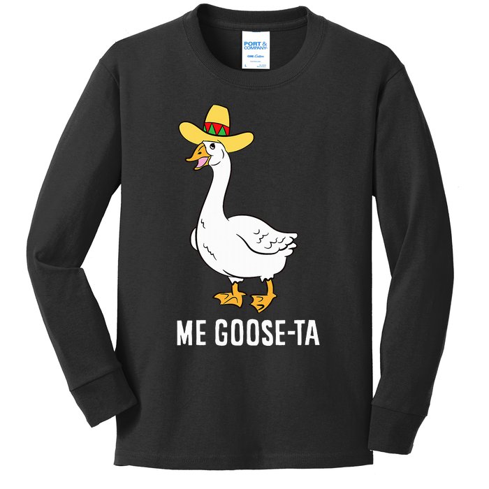 Me Goose Ta Mexican Funny Spanish Goose Pun Kids Long Sleeve Shirt