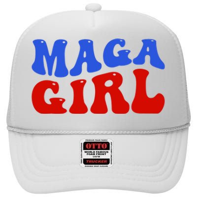 Maga Girl Trump 2024 High Crown Mesh Back Trucker Hat