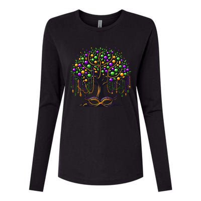 Mardi Gras Tree Beads New Orleans 2024 Festival Bead Womens Cotton Relaxed Long Sleeve T-Shirt