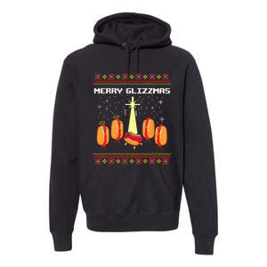 Merry Glizzmas Tacky Funny Merry Christmas Hot Dogs Holidays Premium Hoodie